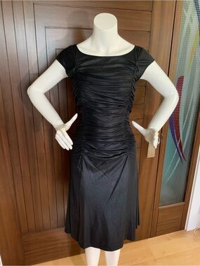 CATHERINE MALANDRINO Sheath Dress, Leather Look Fabric, Sz 12